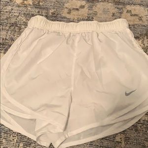 white nike running shorts